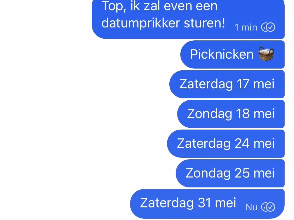 Schermafbeelding een datumprikker in Signal op iOS